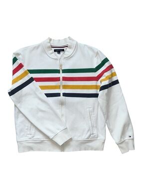 Tommy Hilfiger x Hudson’s Bay Company HBC Stripes White Zip-Up Fleece Jacket